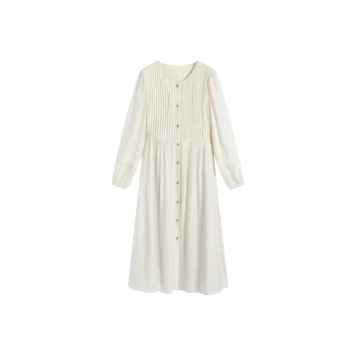 Delight In You Длинное Платье с Длинными Рукавами Женское Бежевое