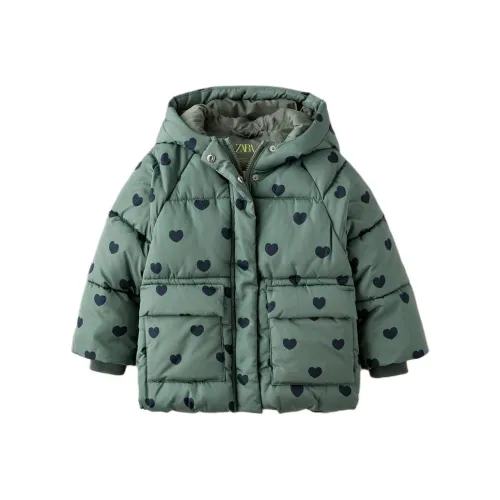 ZARA Хлопковый пуховик Зеленый Infant и Toddler