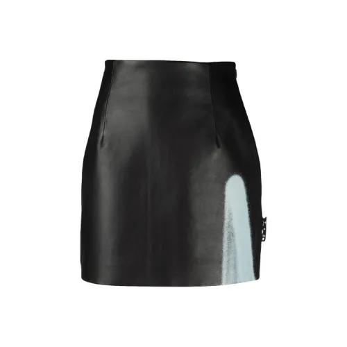 Off Белый FW20 Черный Женские Кожаные Короткие Юбки