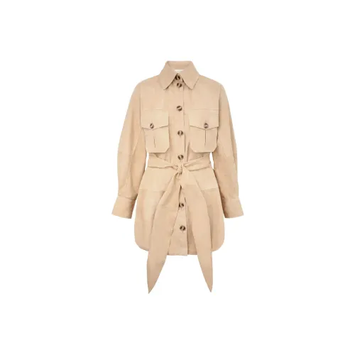 Zimmermann SS25 Длинное Платье с Длинными Рукавами Женское Коричневое