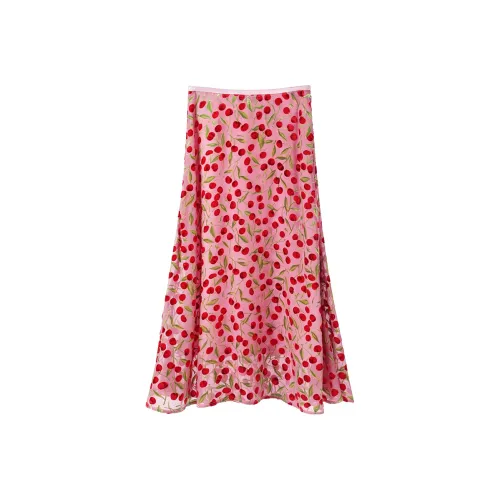 NancyCavally Повседневный Длинный Юбка Женская Вишнево-Розовый