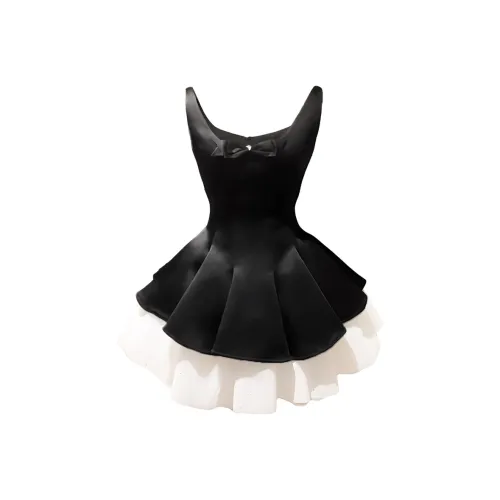 IQC Без рукавов Платье Женское Черное