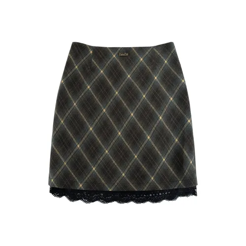 UNIFREE Повседневные короткие юбки Женские Серый Коричневый Клетка