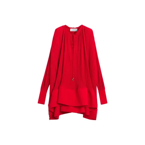 Lanvin Red Женские Длинные Рукава Платья