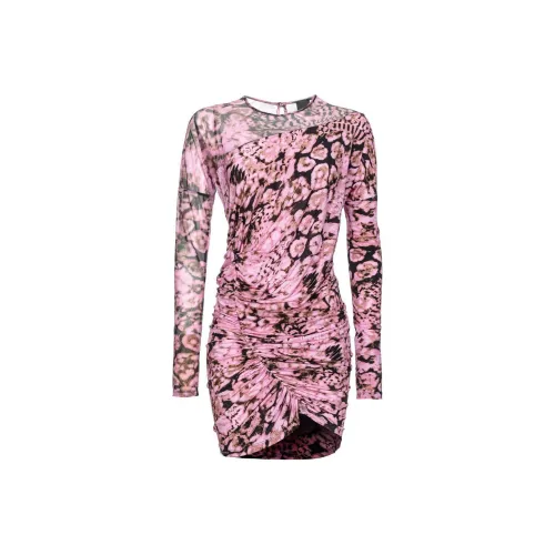 PINKO SS24 Длинное платье с длинным рукавом женское розовое