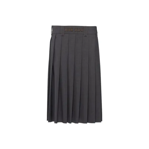 MIU MIU SS23 CNY SS23 Повседневный Длинный Юбка Женские Сланцево-Серый