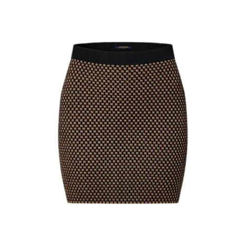 LOUIS VUITTON Мини Шахматный узор KNIT Юбка Повседневные короткие юбки Женские Черный
