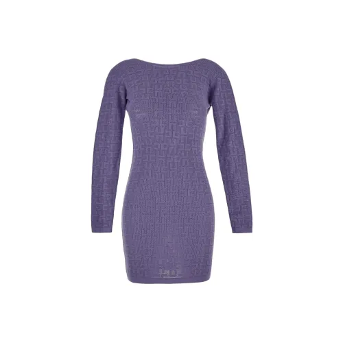 Elisabetta Franchi Фиолетовые Женские Длинные Платья с Рукавами