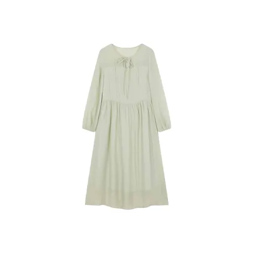 Mo Han Yi Mei Длинное платье с длинными рукавами женское весеннее аква-зеленый