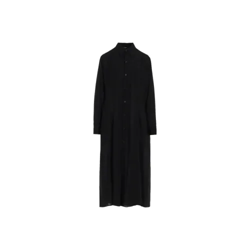 Yohji Yamamoto Черные Женские Длинные Платья с Длинными Рукавами