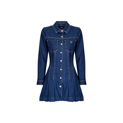 Tommy Hilfiger Длинное платье с длинными рукавами женское синее