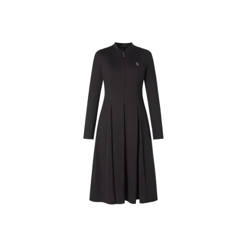 JZ. ANNAKRO Длинное платье с длинным рукавом женское простой дизайн черный цвет