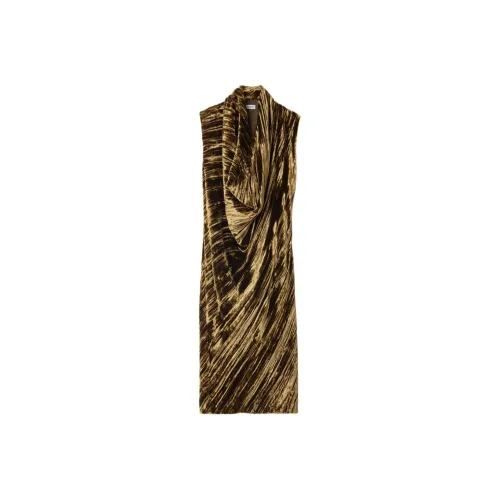 Burberry SS24 Sleeveless Dress Women's Gold Burberry SS24 Без рукавов Платье Женское Золотое