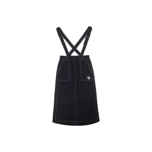 Конверс Нагрудник Повседневный Длинный Юбка Женские Черный