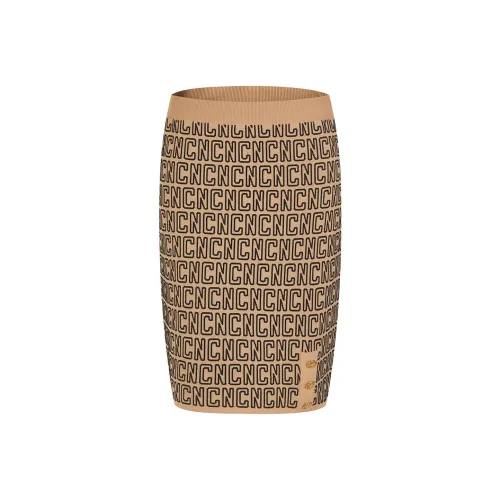 C'N'C Коричневый с принтом Женские Повседневные короткие юбки