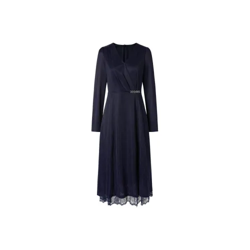 JZ. ANNAKRO Длинное платье с длинными рукавами женское темно-синий