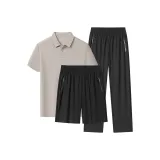 Комплект одежды (Абрикосовый топ + Черные шорты + Черные штаны)