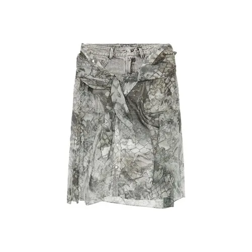 DIESEL Джинсовые короткие юбки Женские Серый