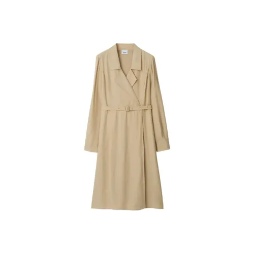 Burberry Миндально-бежевый Женские Длинные Платья с Рукавами