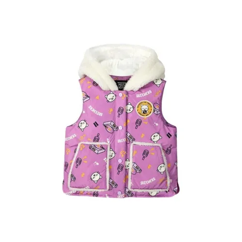 Skechers Outlets Pick Up The Light And Sound Series Светло-фиолетовая основа с принтом Cartoon Animal по всей поверхности, жилеты для детей