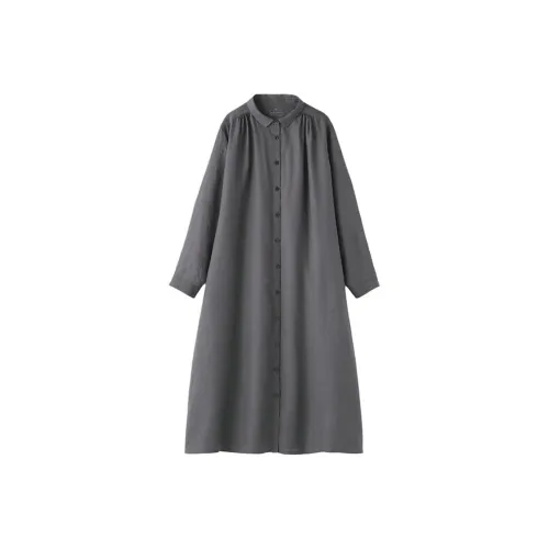 MUJI SS25 Длинное платье с длинными рукавами женское