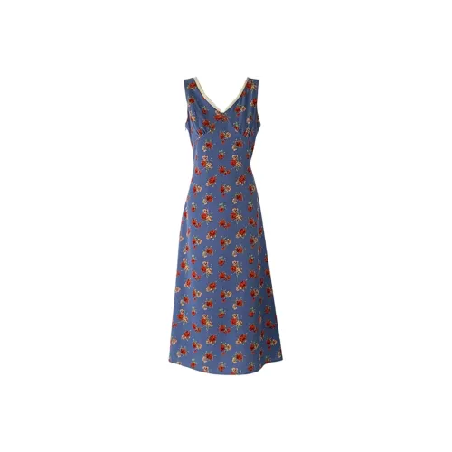 VKXOW Без рукавов Платье Женское Wilderness Розовый Синий Длинный