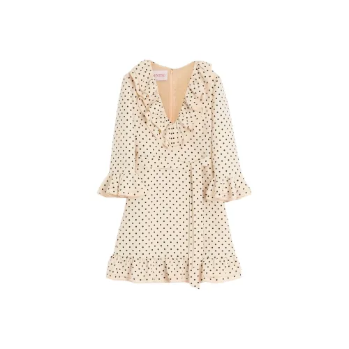 Valentino SS25 Длинное платье с длинными рукавами женское светлый бежевый