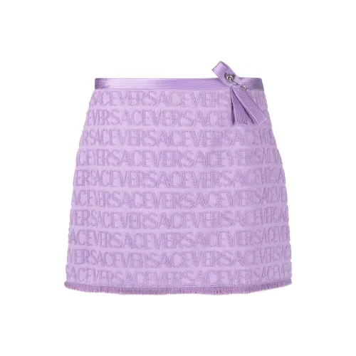 VERSACE Фиолетовые Женские Кожаные Короткие Юбки