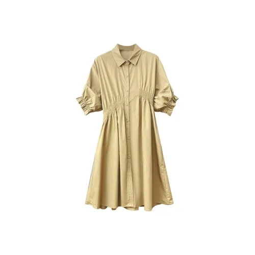 H YXIANG Длинное платье с длинным рукавом женское хаки