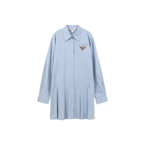 B.Duck Длинное платье с длинными рукавами женское светло-синее