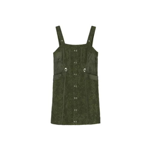 MSLAN Без рукавов Платье Женское Готическое Зеленое