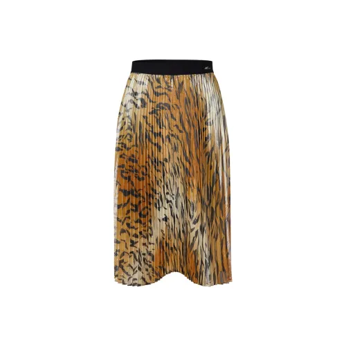 MO&CO Двойной тон с тигровым принтом, женские повседневные длинные юбки