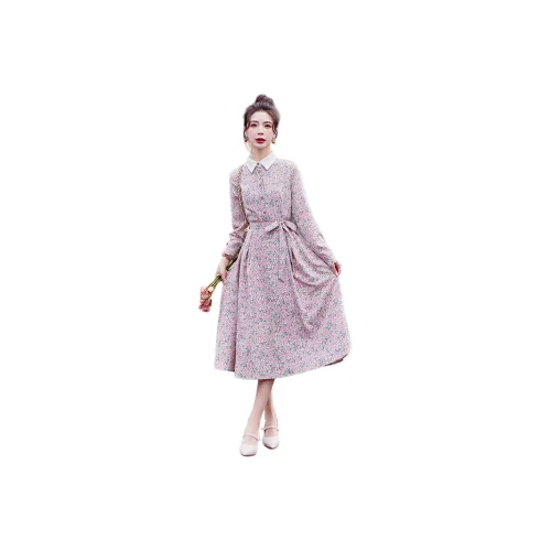 MJ Женские Длинные Платья с Длинными Рукавами