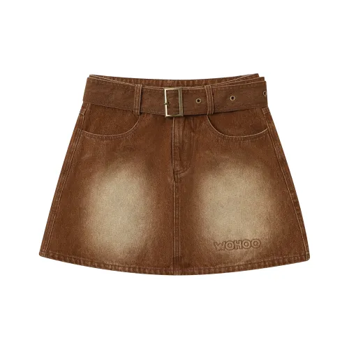 WOHOO Кофе Женские Джинсовые Короткие Юбки