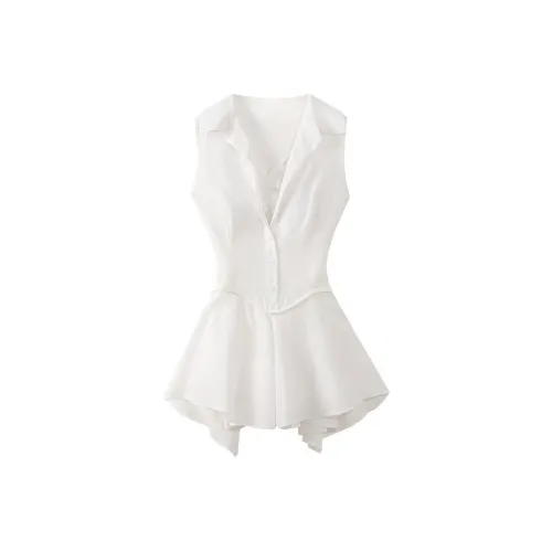 POPO.INFO Без рукавов Платье Женское Белое