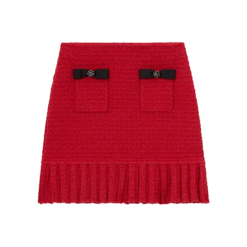 Self Portrait Повседневная короткая юбка Женская Бордовая
