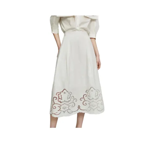 ELLE Повседневный Длинный Юбка Женская Белая