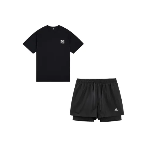 PEAK Повседневная спортивная одежда Унисекс Черный топ + Черные шорты