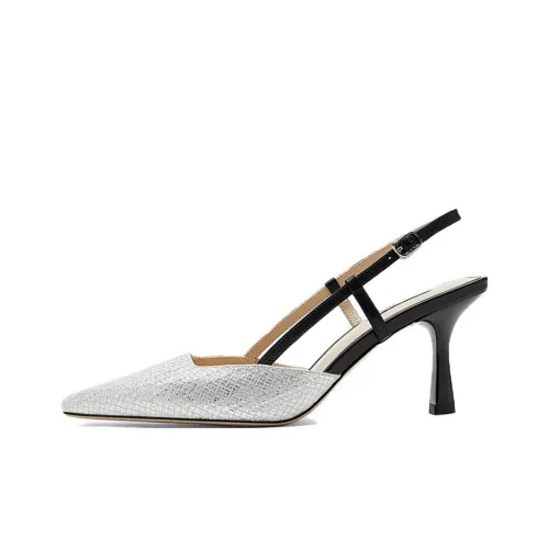 NINE WEST Высокие каблуки Серебристый Черный Женский
