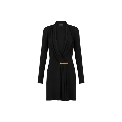 TF Длинный рукав Платье Женское Черное