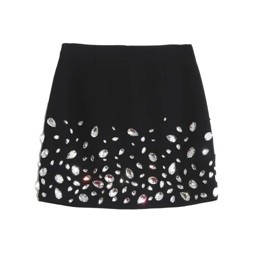 TCH Черная с серебристым логотипом Женская Повседневная Короткая Юбка