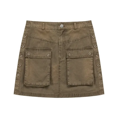 CHUU Повседневные короткие юбки Женские Кофе