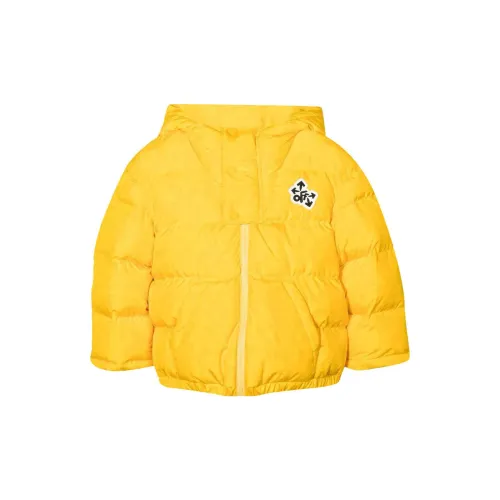 Off Белый Хлопковый пуховик Желтый Детский