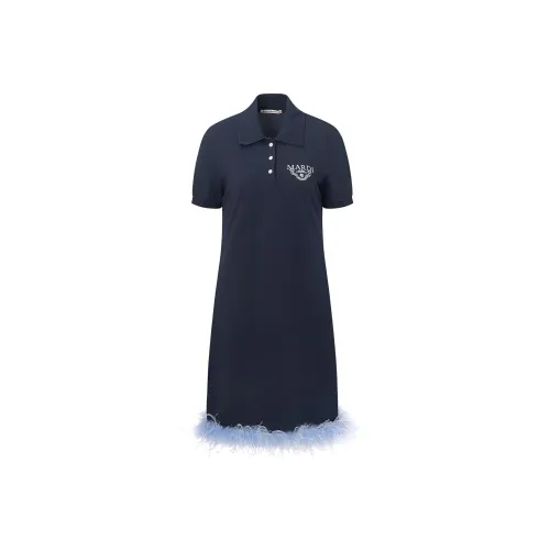 MARDI MERCREDI SS24 Короткое платье с короткими рукавами женское темно-синий