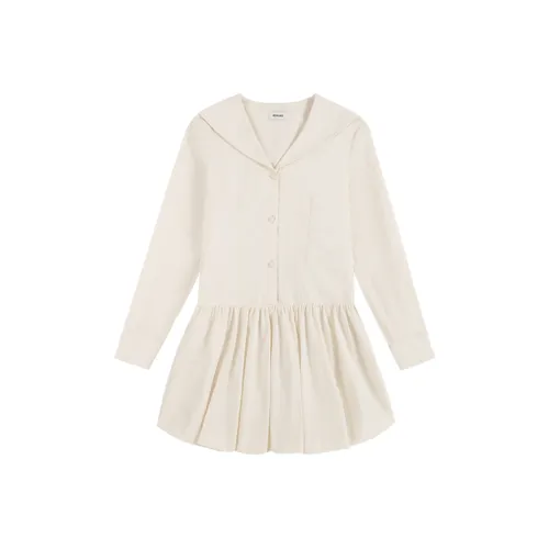 REDOLENCE Длинное платье с длинными рукавами женское экрю