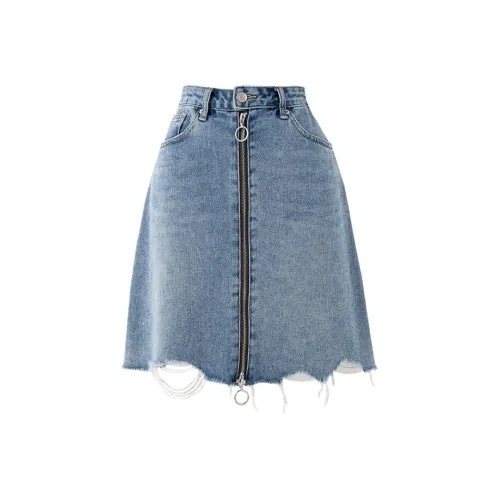 SOON FLOWER Джинсовые короткие юбки Женские Светло-синие