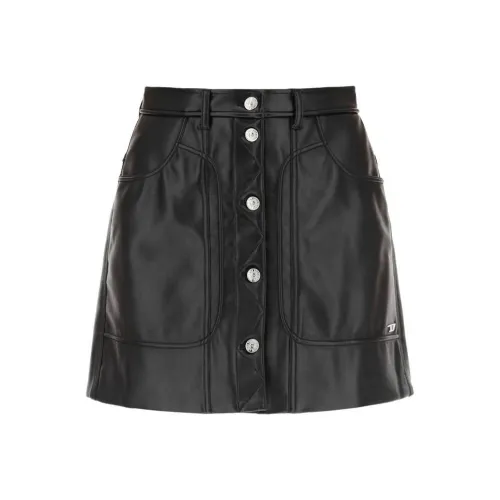 DIESEL Черные Женские Кожаные Короткие Юбки