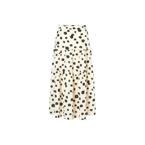 JZ. ANNAKRO Повседневный Длинный Юбка Женская Бежевый Цветочный Белый