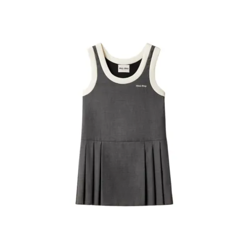 MIU MIU FW24 Без рукавов Платье Женское Темно-сланцево-серый
