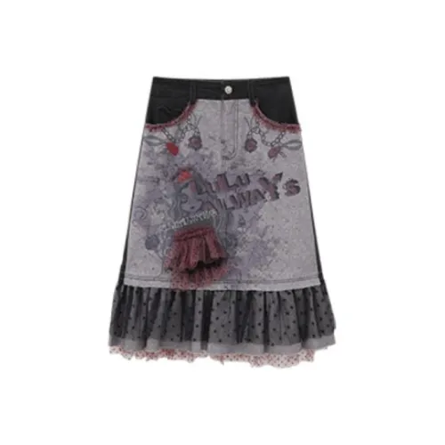 LULUALWAYS Черная женская джинсовая короткая юбка